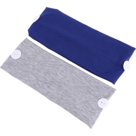 2-Piece Blue Cotton Fitness Headband with Buttons for Women's Yoga (1/5)