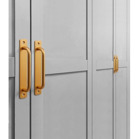 2 pièces en Alliage d'aluminium poignées de Barre Porte coulissante de Grange poignée d'armoire matériel salles de Bains Douche poignée de Traction décorative avec Plaque arrière Robuste extérieur (19