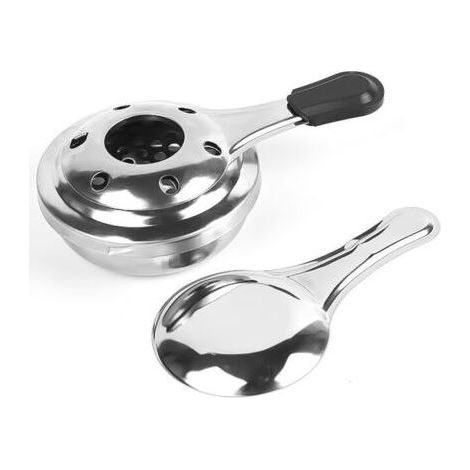 Ahlsen Spiritusbrenner, Fondue-Spiritusbrenner, Gel-Spiritusbrenner, Edelstahl, Grau, 15 x 9,3 x 4,5 cm (1/4)
