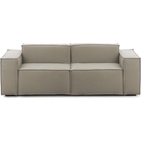 Dmora - Canapé fixe Dlongh, Canapé modulable 2 places linéaire, 100% Made in Italy, Canapé de salon moderne en tissu, Cm 220x95h70, Tourterelle