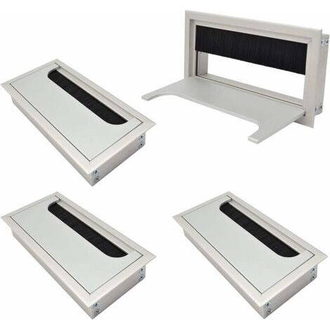 Passe-câble Couvercle Passe Câbles Fil Carrée 80x 160mm pour Encastrer sur Table de Bureau Organisateur de Cables pour Meuble Aluminium Argent Anodisé Passage de Câble Cache-Câble Lot de 4 (1/5)