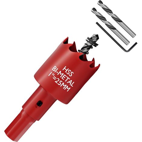 Scie Cloche 25mm,HSS M42 Bi-Métal Scies-cloches Bois,avec adaptateur de tige triangulaire et foret de centrage,Idéal pour boîte de mur creux,Cloison Sèche, Plastique,Plaque de Plâtre (1/5)