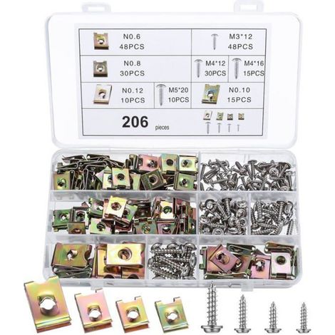 206 Clips U,Acier Inoxydable 304,Vis Métriques M3-M5,Pour Carrosserie Auto,Camion Et SUV (1/5)