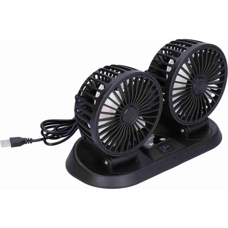 Elektrischer Autoventilator, 360° drehbar, Doppelkopf, 5 Flügel, USB-betrieben, mit Parkplatznummernaufkleber für Fahrzeuge (1/5)