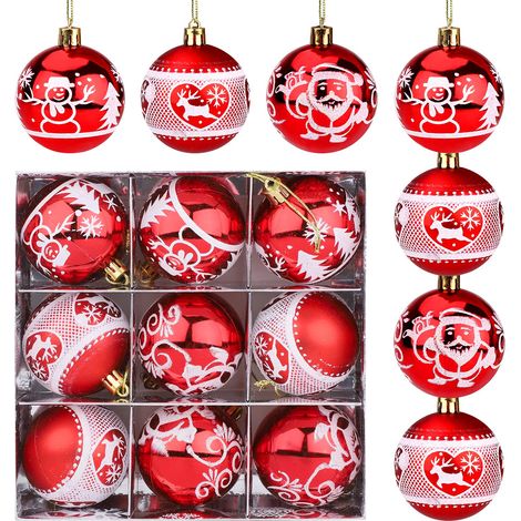 Pieces Christmas Balls, 60mm Christmas Ball Decorations Christmas Tree Decor Shatterproof Red Balls Decorative Hanging Ball Ornaments for Christmas Tree Wedding Party Decor (Red) (1/5)