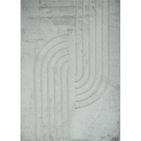 Tapis gris géométrique doux antidérapant lavable - 120 x 160 cm (1/5)
