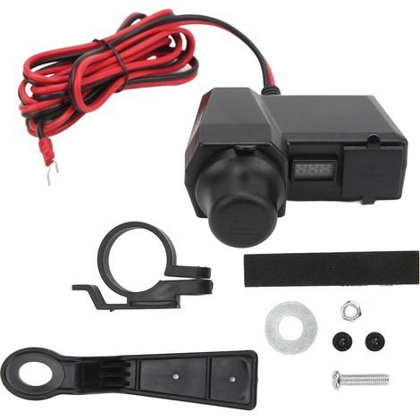 Chargeur de téléphone pour moto, adaptateur double USB multifonctionnel 10-24V avec voltmètre à affichage numérique rouge pour ATV. (1/5)