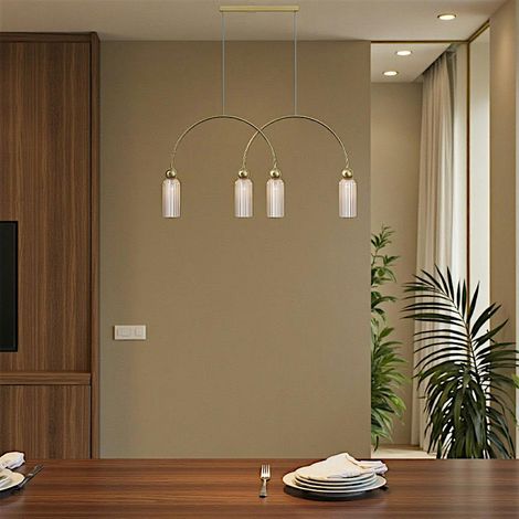 Suspension moderne double arche - verre ambré SOLANA (1/5)