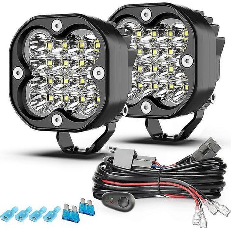 Barre lumineuse de travail LED 3 pouces, projecteurs 12 V, accessoires tout-terrain 4x4, phares antibrouillard LED pour moto, Jeep, camion, VTT - 3 pouces - Blanc - 2 pièces - WH (1/4)