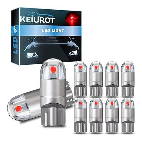 Ampoule Led W5W T10 Rouge 194 168 2825 Wedge Plaque Immatriculation Dôme Intérieur Carte Porte Lumière Ampoules DC12V (1/5)