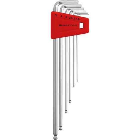 PB Swiss Tools Winkelschraubendreher- Satz im Kunststoffhalter 6-teilig 1,5-5mm lang Kugelkopf (1/3)