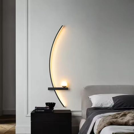 GOECO Applique murale LED d&39intérieur, 12 W, 1 350 lm, blanc chaud 3 000 K, moderne, en aluminium, pour salon, chambre et escaliers. (1/5)