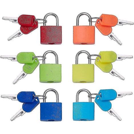 Set mit 6 Mini-Gepäckschlössern, mehrfarbige Kofferschlösser mit 2 Schlüsseln (1/5)