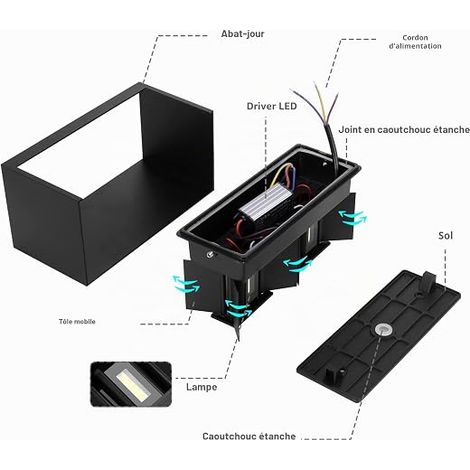 KAWELL LED Wall Lamp Wall Light Black 6000K (1/4)