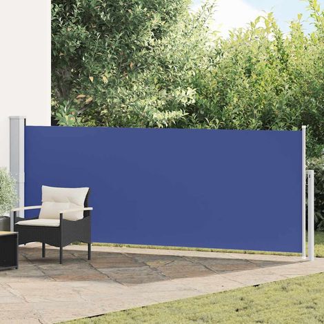 Store latéral rétractable pour terrasse balcon auvent pare-vue polyester bleu gris 140x500 cm - PANGIVO (1/5)