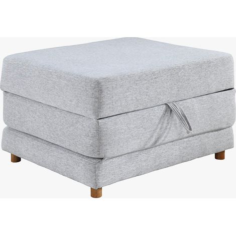 PAULA Banquette carrée convertible en tissu gris clair (1/5)