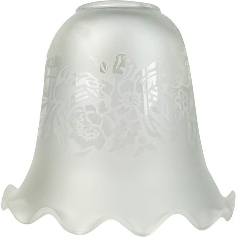 Tibelec – Abat-jour en verre satiné gravé blanc – Forme tulipe – Diamètre 112 mm – Pour luminaires modernes (1/5)