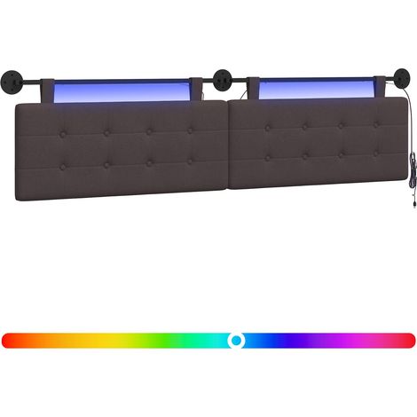 Maison Exclusive - Testiera sospesa Con luce LED Marrone Scuro Tessuto (1/5)