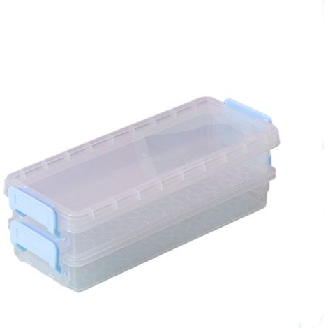 Lot de 3 boîtes à crayons empilables transparentes, couleur bleu lac, rangement de bureau (1/4)