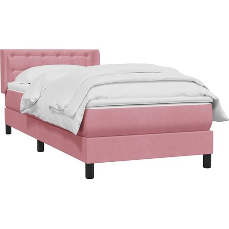 vidaXL Giroletto a Molle con Materasso Rosa 90x210 cm Velluto (1/5)