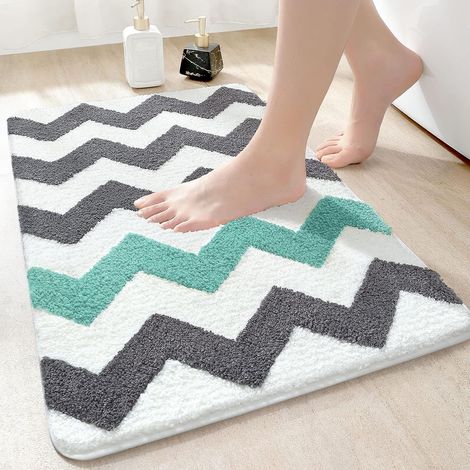 Non-slip bath mat, soft microfiber shower mat, extra thick shower mat for bathroom, 50 x 80 cm, green-grey (1/5)