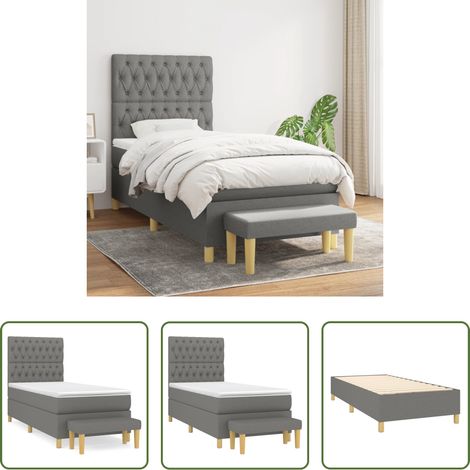Matratze - Boxspringbett mit Matratze Dunkelgrau 90x190 cm Stoff (1/5)