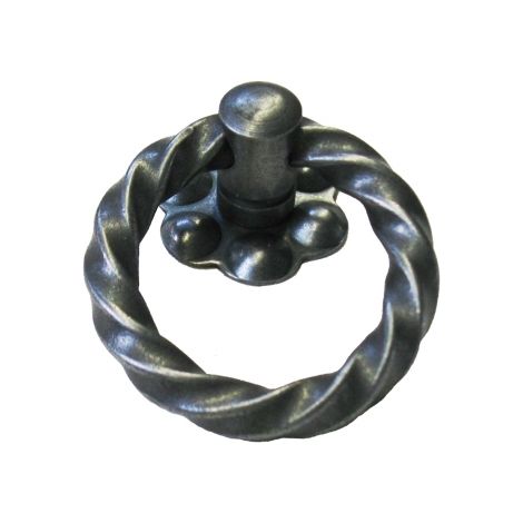 Ouvre&Déco – Poignée de meuble en anneau ancien – Fer patiné – Diamètre 40mm – Torsadé pour meubles élégants – Largeur 37mm – Hauteur 50mm