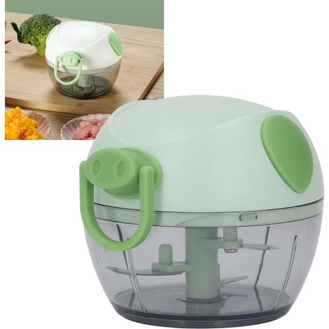 Hachoir à ail, hachoir à ail multifonction pour la maison, broyeur à ail, extracteur d'ail manuel, râpe à ail, petit hachoir à ail, vert (1/5)