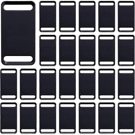 25 pièces de connecteurs en aluminium, breloques vierges pour marquage d'étiquettes pour chiens, rectangulaires, noires, 43,544 x 2222,5 x 1 mm, trou : 18,5 x 4 mm ( ) (1/5)