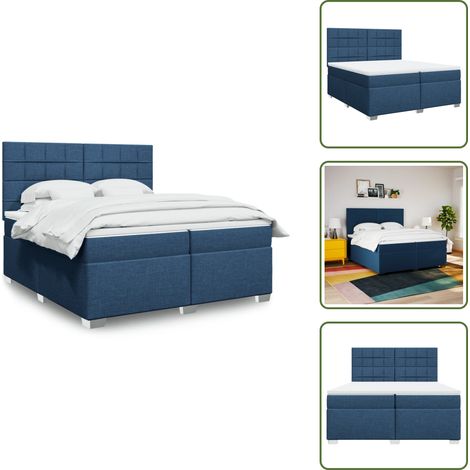 The Living Store Boxspringbett mit Matratze Blau 200x200 cm Stoff - Boxspringbett - Doppelbett - Schlafraum - Liegekomfort - Bettsystem (1/5)