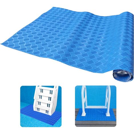 Tapis Antidérapant Piscine, 90x23cm Tapis D'échelle de Piscine, Tapis de Sol Piscines Rectangulaire, Pool Ladder Mat for Ground Pools, Tapi de Piscines Compatible avec échelle (A) (1/5)