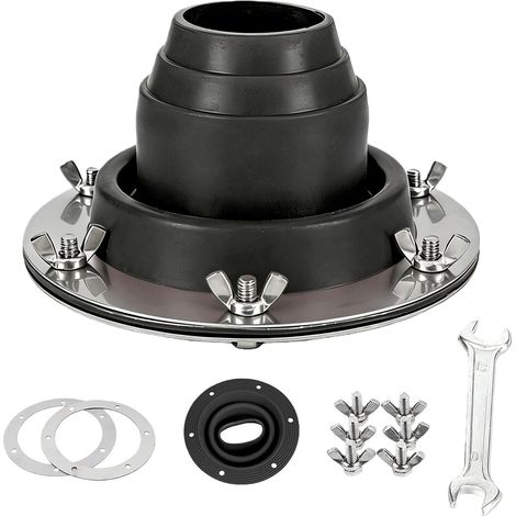 Passe-tuyau de poêle pour tente 45-100 mm, silicone résistant à 280°C, acier inoxydable, noir (1/5)