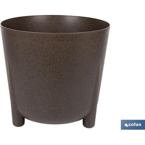 Jardinière en composite bois-plastique (WPC) avec pieds, couleur marron, 8,1 l, Ø 255 x 253 mm, avec filtre de drainage (1/4)