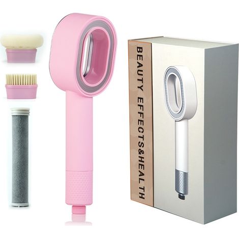 Duschkopf mit Filter, 3 in 1 Handbrausen mit Reinigungsbürsten/Schwamm, Massage Hochdruck Wassersparend Duschkopf Set für Hartes Wasser (Grau)