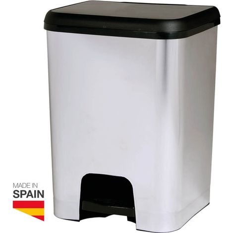 Cubo de basura con pedal 26L Negro/Plata
