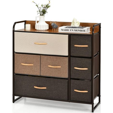 COSTWAY Cassettiera con 7 Cassetti, Organizer Moderno con Cassetti Pieghevoli in Tessuto, Struttura in Acciaio, Ideale per Camera da Letto, Soggiorno, Corridoio, 80 x 29 x 79 cm (1/5)