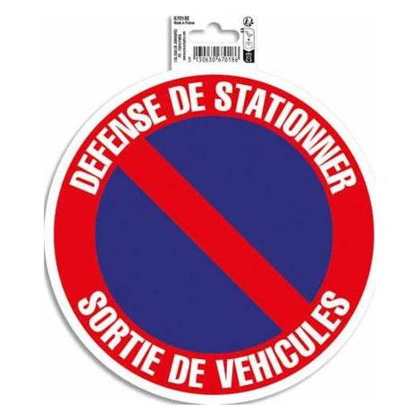 Panneau - Adhésif - Signalétique - Défense de stationner - Sortie de véhicules - 20 cm
