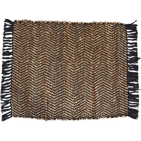 Tapis - Dylrev - Rectangulaire 60x90cm - Jute et Coton - Finition Franges - Moderne (1/4)