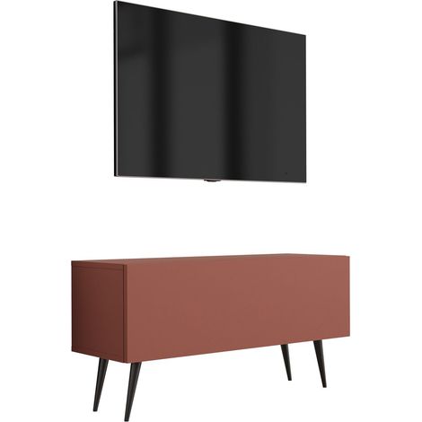 Meuble TV : Rouge Brique, 100 × 52 × 32 cm, pieds noires (1/5)