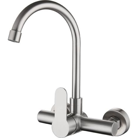 Kitchen Faucet Stainless Steel Swivel Double Hole Hot and Cold Water Faucet for Kitchen Sink (1/4)
