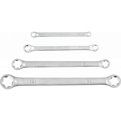 Außen-Sechsrund Ringschlüssel-Set, 4-tlg., E6 - E24 (1/2)