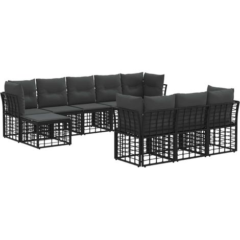 Maison Exclusive - Set di divani da esterno Nero e Grigio scuro Poliestere
