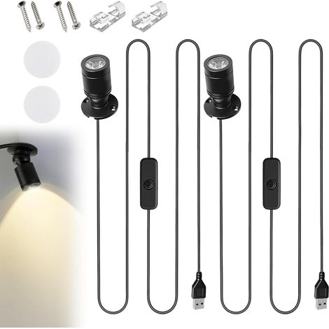 2PCS Mini Spots LED 5V, Rotatif à 360° Usb Mini Bureau Spot Lights, Spots Compacts pour Éclairage de Présentation pour Maison, Hôtel, Décoration de Bijoux (Lumière Neutre 4000K) (1/5)