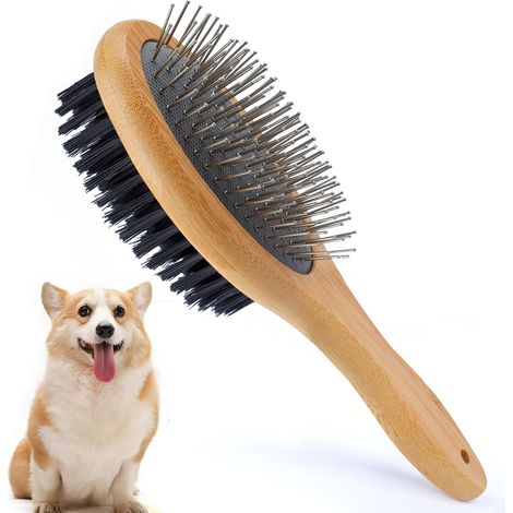 Hundebürste Katzenbürste, Hundeburste Langhaar Kurzhaar Doppelbürste Weiche brosse pour Welpen, chien et Katzen (1/5)