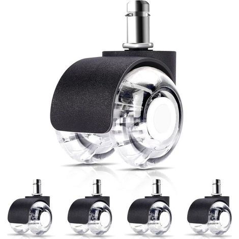 rotelle per sedia da ufficio 11 x 22 mm - Adatte a tutti i tipi di pavimento - Cuscinetti silenziosi a 360°, resistenti all'abrasione su pavimenti duri e tappeti - Ruote girevoli universali (1/5)