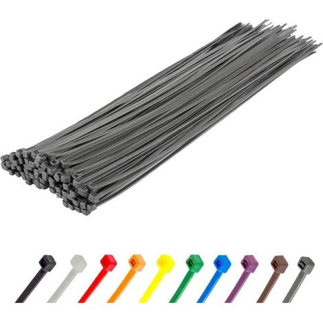 Kabelbinder 100 Stück, 370x7,6mm, Nylon, UV-beständig, silber (1/5)