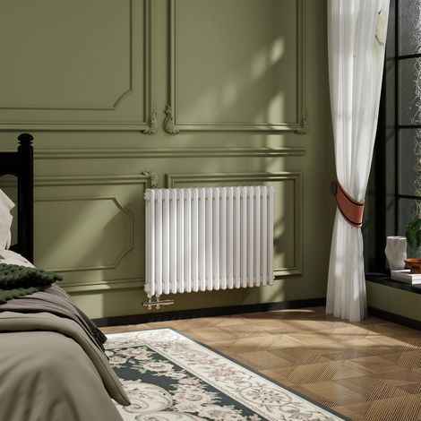 AICA Traditioneller 3-Säulen Heizkörper 600x830mm Weiß aus Stahl