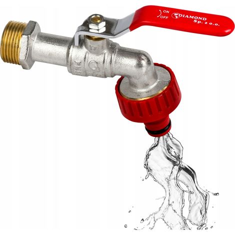Grifo de jardín con válvula de bola de 3/4 de latón y conector rápido (1/5)