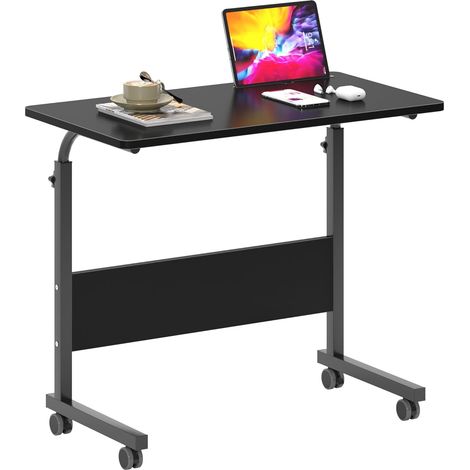 Soges – Table d'appoint réglable en hauteur 80x40 cm – Mobilité avec roulettes – Structure en métal robuste – Idéale pour bureau et lit (1/5)