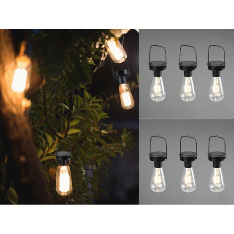 Solar LED Hängeleuchte 6er SET zum Aufhängen Schwarz Ø7cm Höhe 23cm (1/5)
